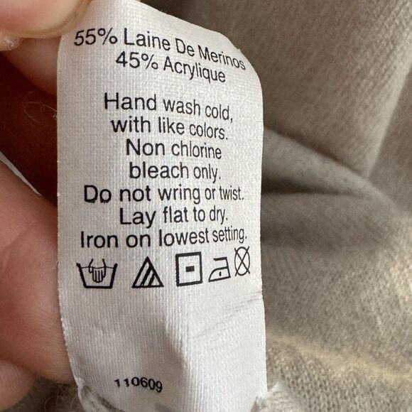 J Crew Women's Sweater XS Gray Ivory Color Block Merino Wool Minimal Neutral - Picture 7 of 10